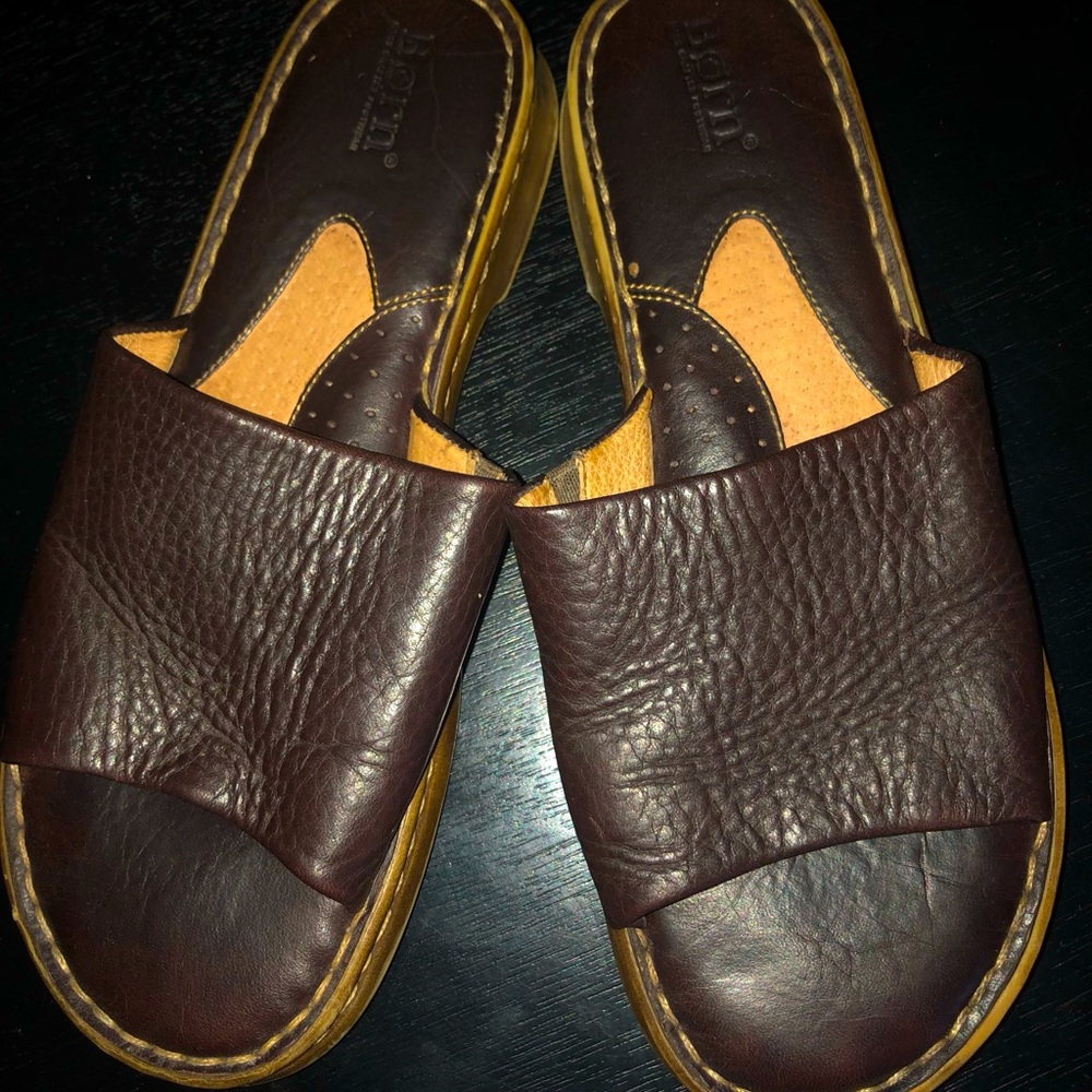 Born Women’s Size 7.5M Slide Sandals, dark brown leather